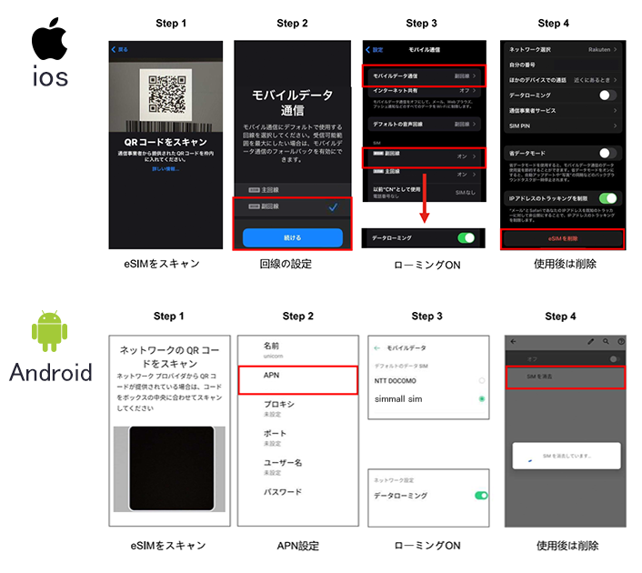 QRコ一ドを読み取り、esimを設定します